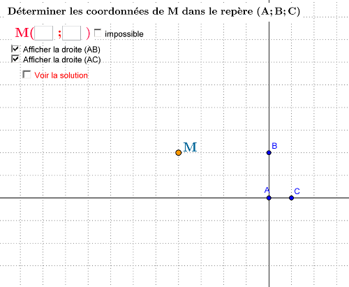 Exercice en ligne : coordonnées d'un point dans un repère Geogebra